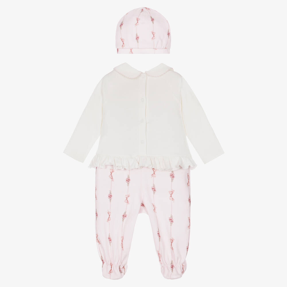 Monnalisa-Girls Pink & Ivory Cotton Babysuit Set | Childrensalon