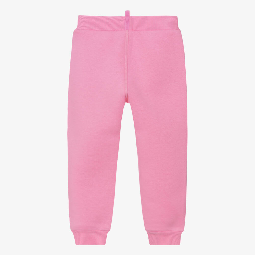 Monnalisa-Girls Pink Jersey Joggers with Silver Stud Logo | Childrensalon