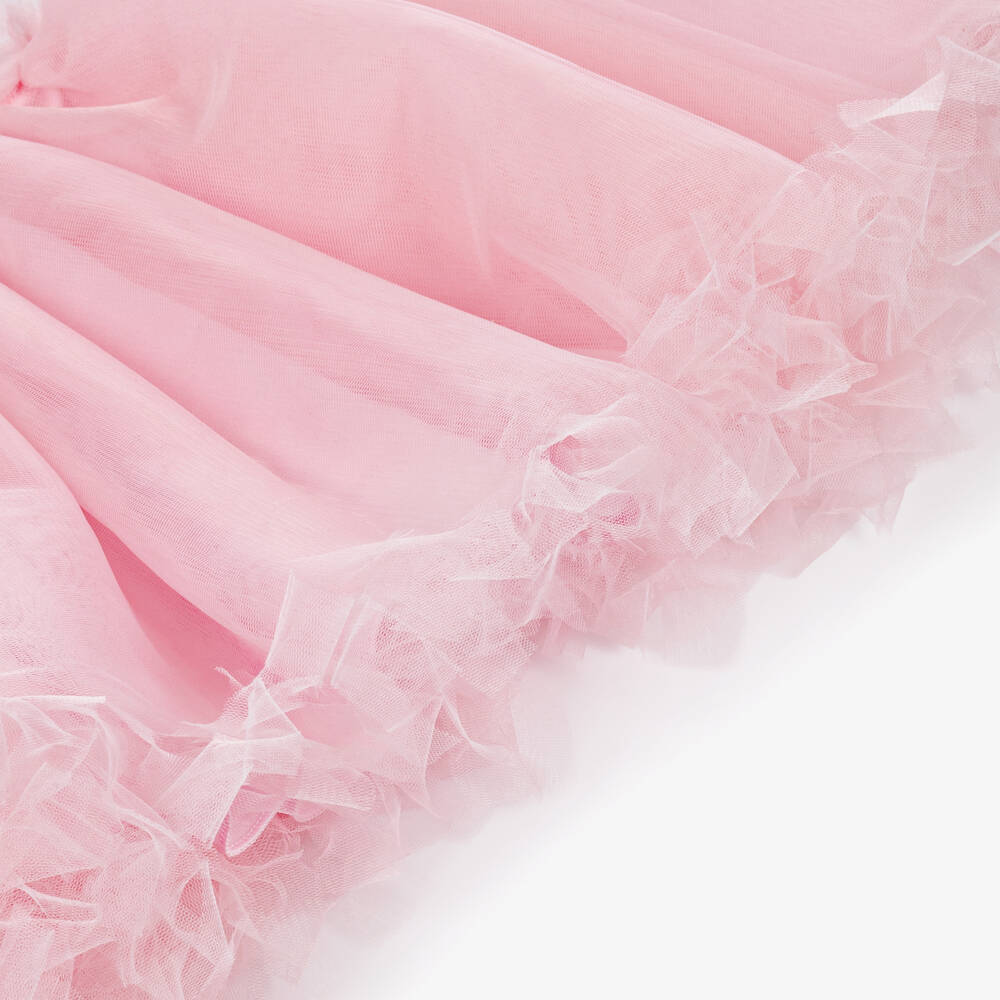 Monnalisa-Girls Pink Jersey & Tulle Dress with Sparkly Jessie Print | Childrensalon
