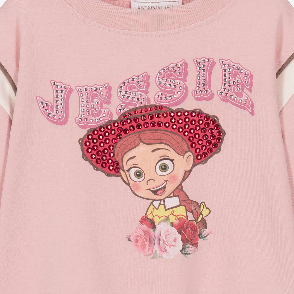 Monnalisa-Girls Pink Jessie Cotton Sweatshirt | Childrensalon