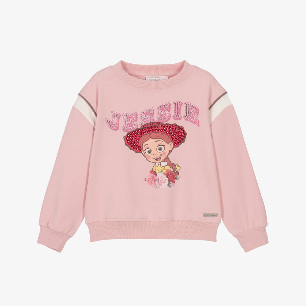 Monnalisa-Girls Pink Jessie Cotton Sweatshirt | Childrensalon