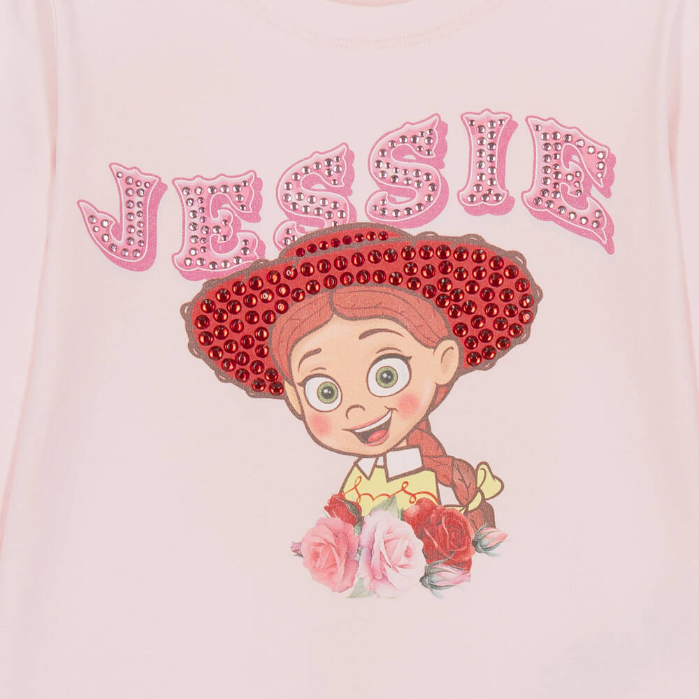 Monnalisa-Girls Pink Jessie Cotton Top | Childrensalon