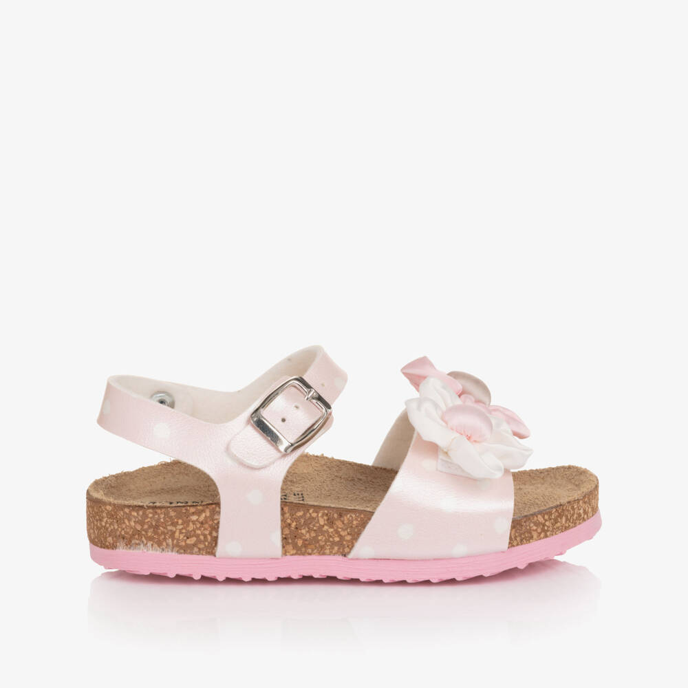 Monnalisa-صندل مزين بورود ونقاط بولكا لون زهري للبنات | Childrensalon