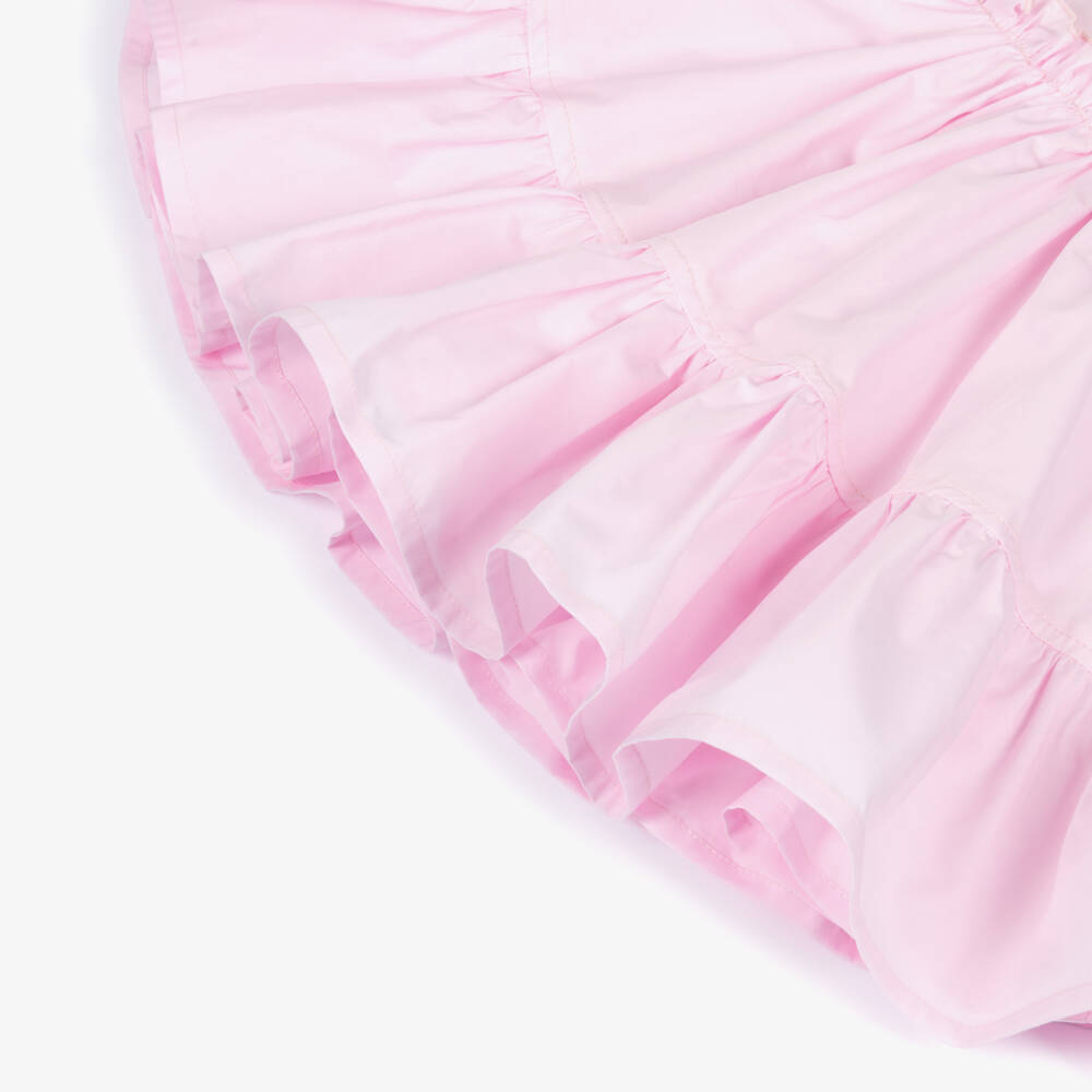 Monnalisa-Girls Pink Ruffle Trim Cotton Dress | Childrensalon
