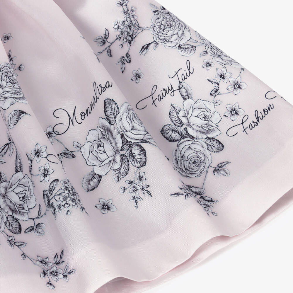 Monnalisa Chic-تنورة ساتان بنقشة ورود لون زهري للبنات | Childrensalon