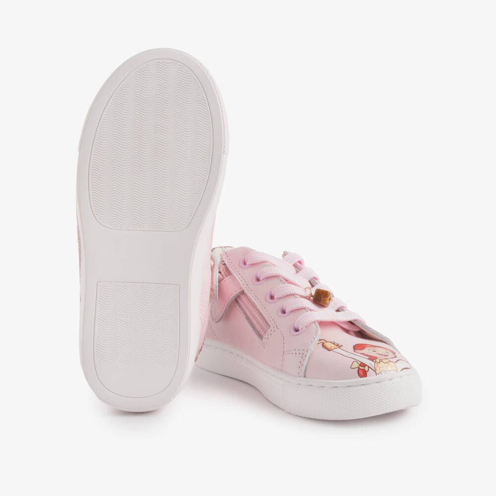 Monnalisa-Girls Pink Toy Story Leather Trainers with Jessie Prints | Childrensalon