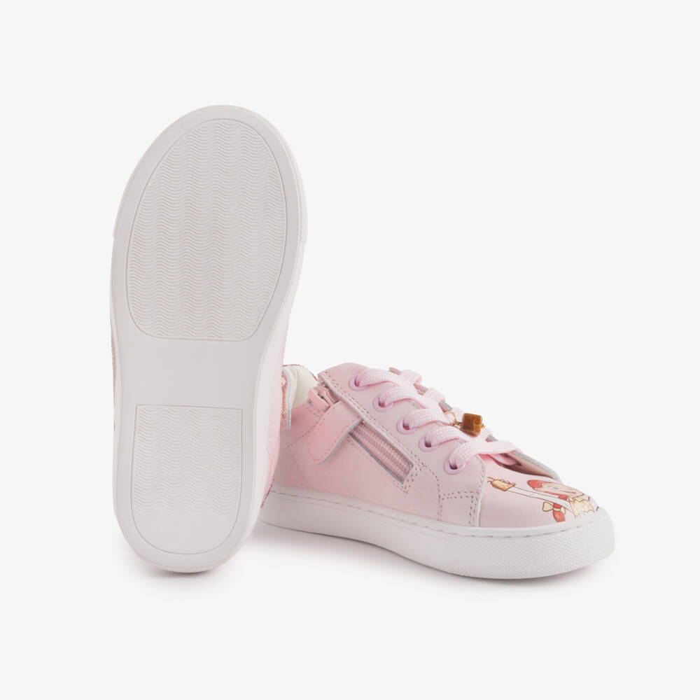 Monnalisa-Girls Pink Toy Story Leather Trainers with Jessie Prints | Childrensalon