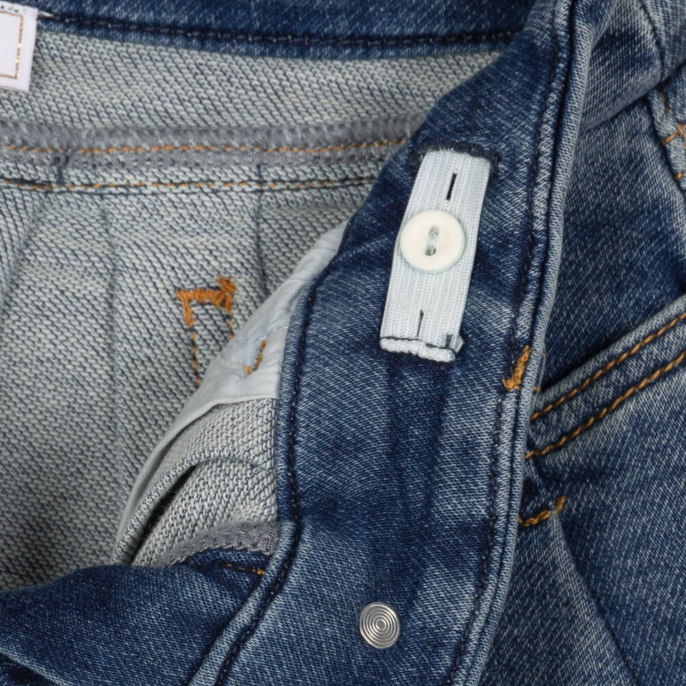 Monnalisa-Girls Pleated Blue Denim Skirt | Childrensalon