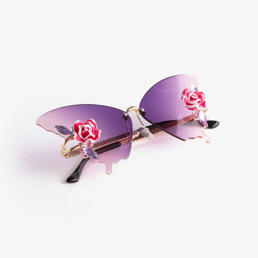 Monnalisa-Girls Purple Butterfly Sunglasses | Childrensalon