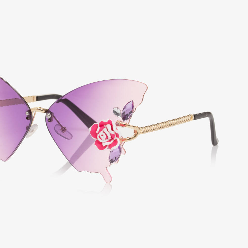 Monnalisa-Girls Purple Butterfly Sunglasses | Childrensalon