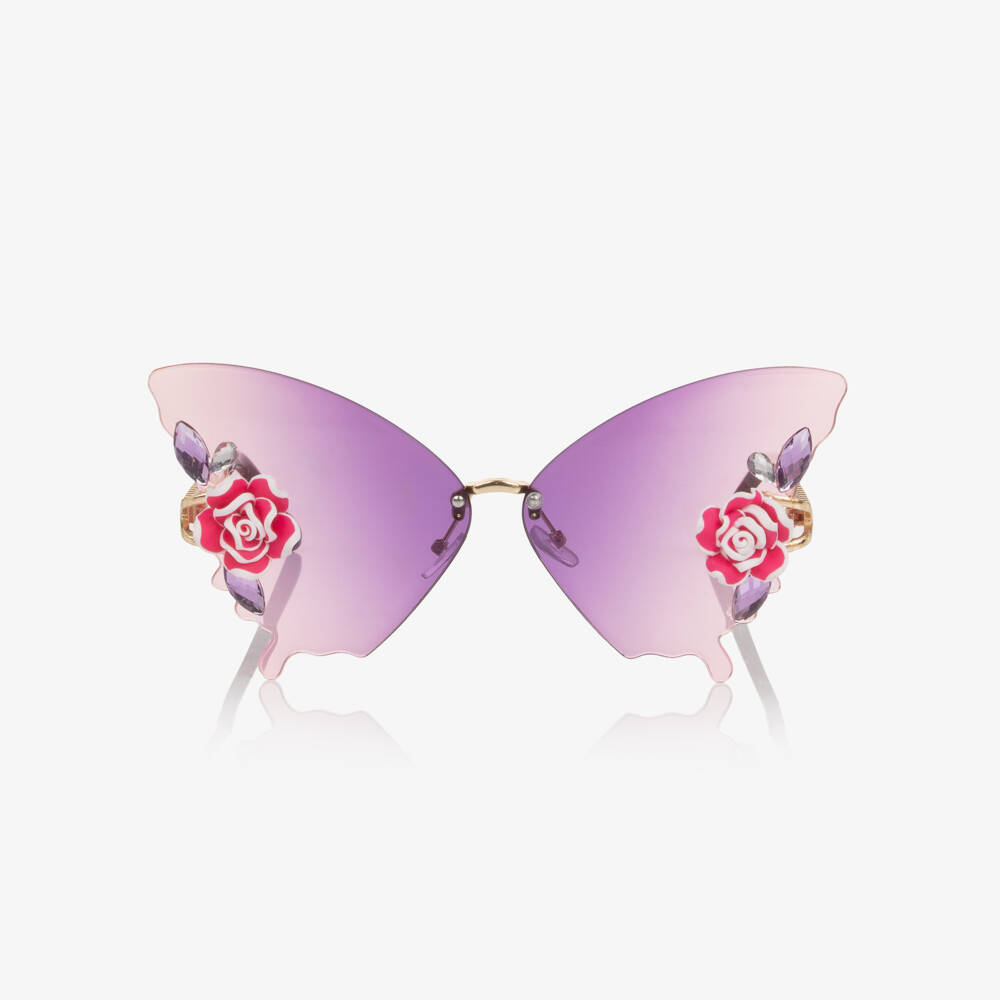 Monnalisa-Girls Purple Butterfly Sunglasses | Childrensalon