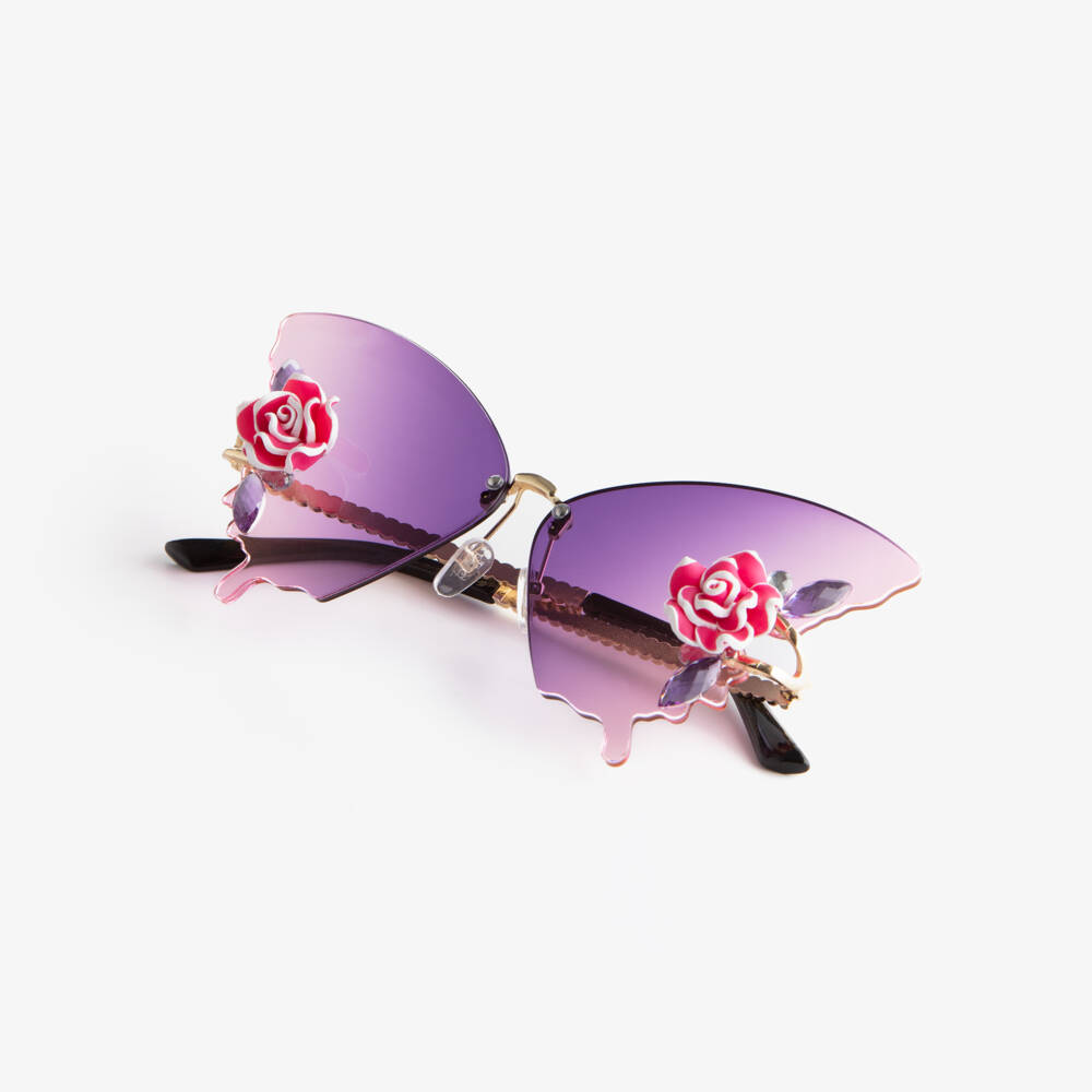Monnalisa-Girls Purple Butterfly Sunglasses | Childrensalon