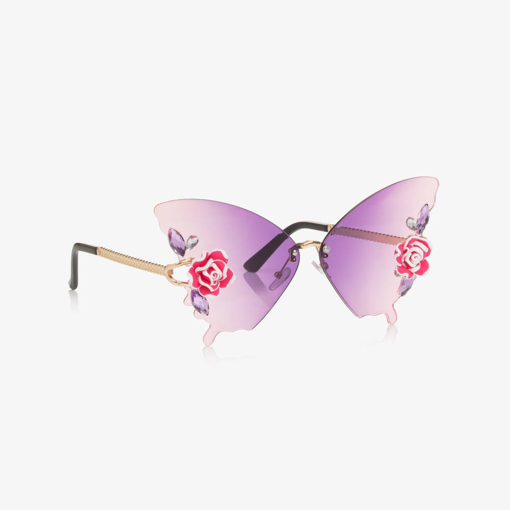Monnalisa-Girls Purple Butterfly Sunglasses | Childrensalon