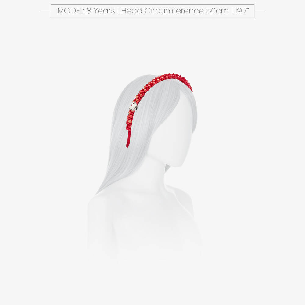 Monnalisa-Girls Red Beaded Hairband | Childrensalon