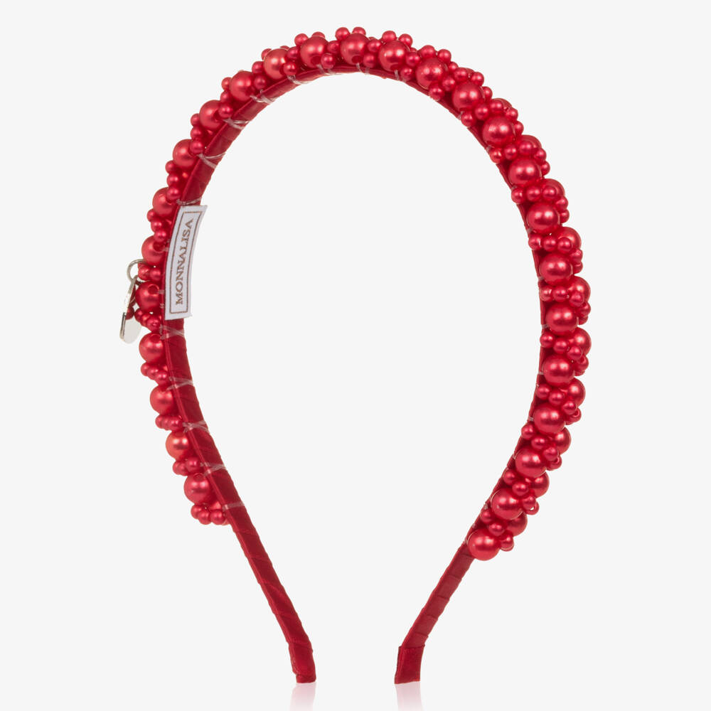 Monnalisa-Girls Red Beaded Hairband | Childrensalon