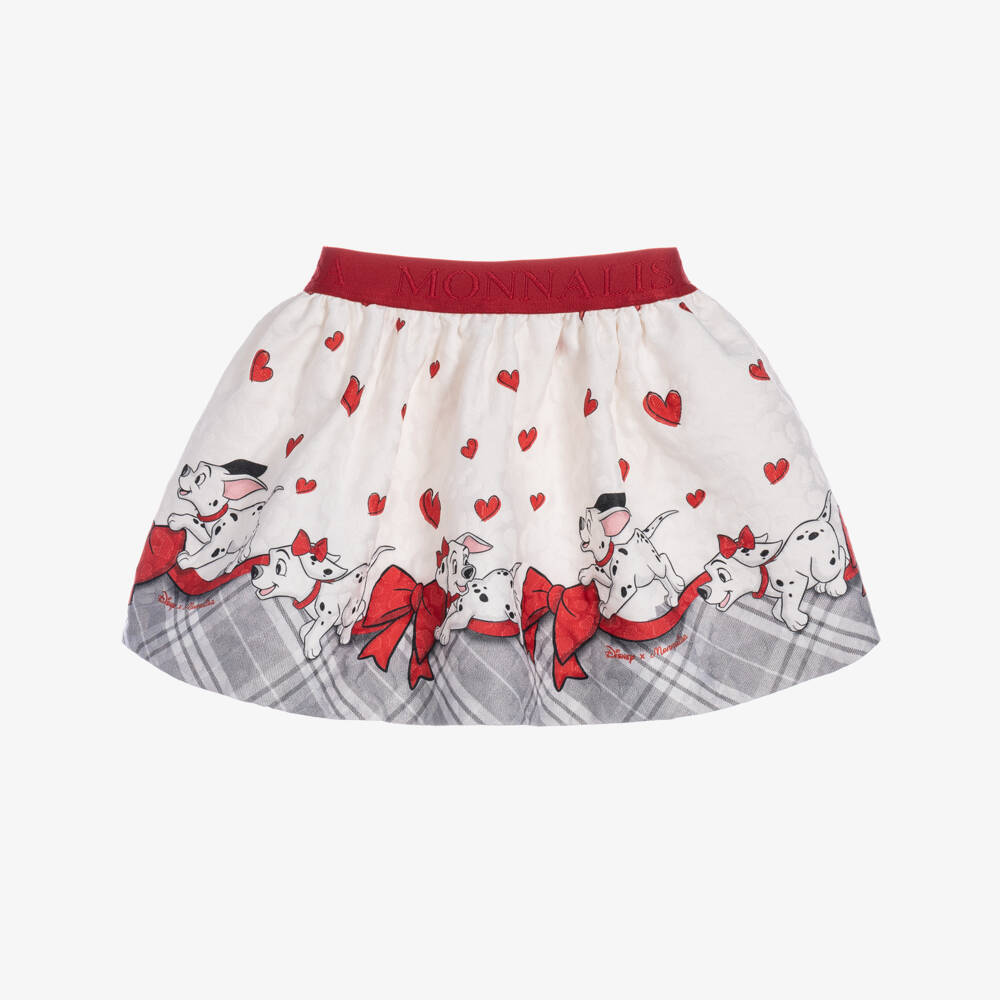 Monnalisa-Girls Red & Grey Disney Skirt with Dalmatian Pups | Childrensalon