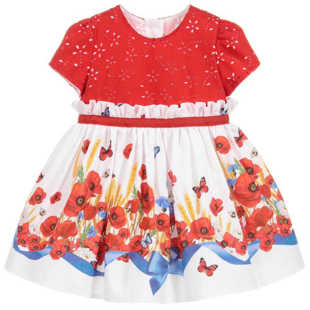 monnalisa red dress Monnalisa Girls Red Embellished Dress