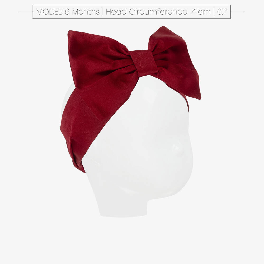 Monnalisa-Girls Red Satin Bow Headband | Childrensalon