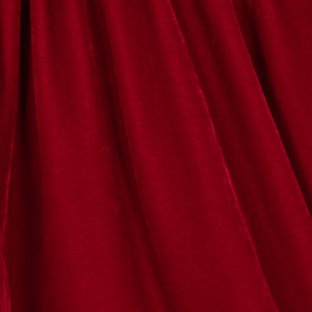 Monnalisa-Girls Ruby Red Velvet Dress with Rose Appliqué | Childrensalon
