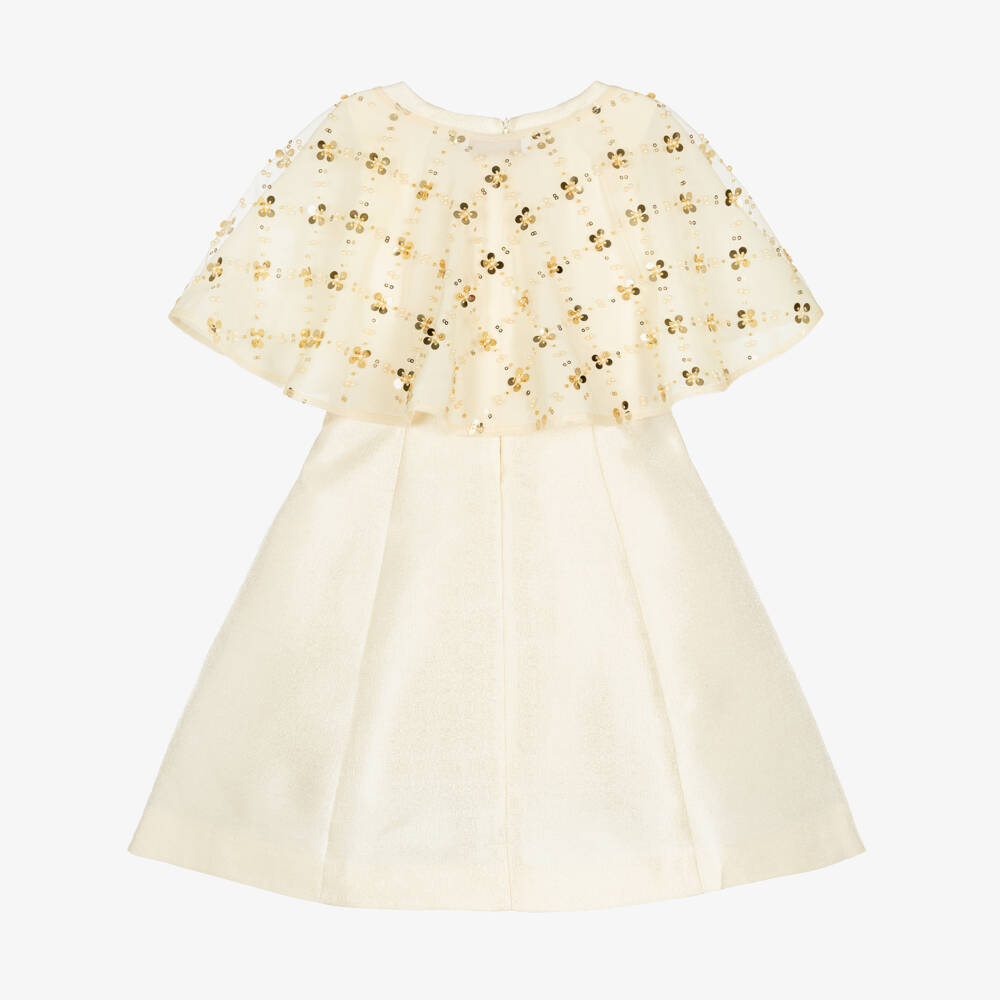 Monnalisa-فستان كيب لون ذهبي لامع للبنات | Childrensalon