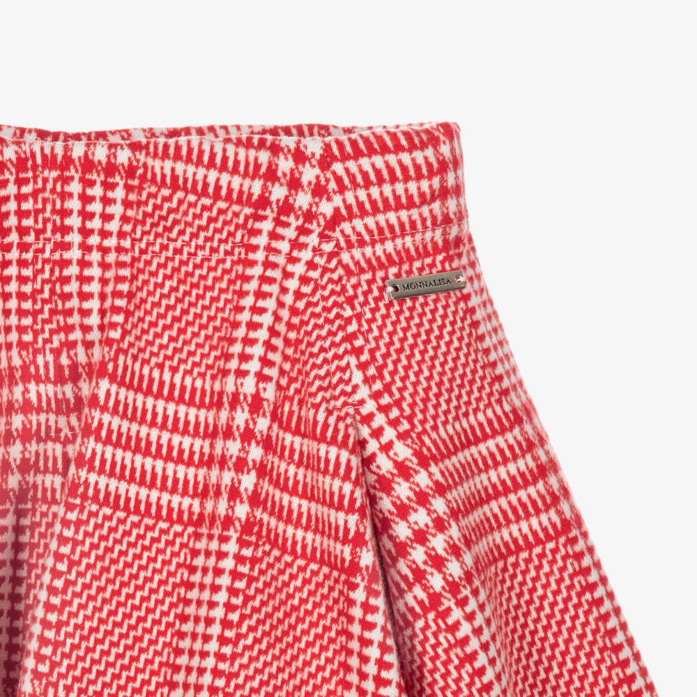 Monnalisa-Girls Tomato Red & White Check Skirt | Childrensalon
