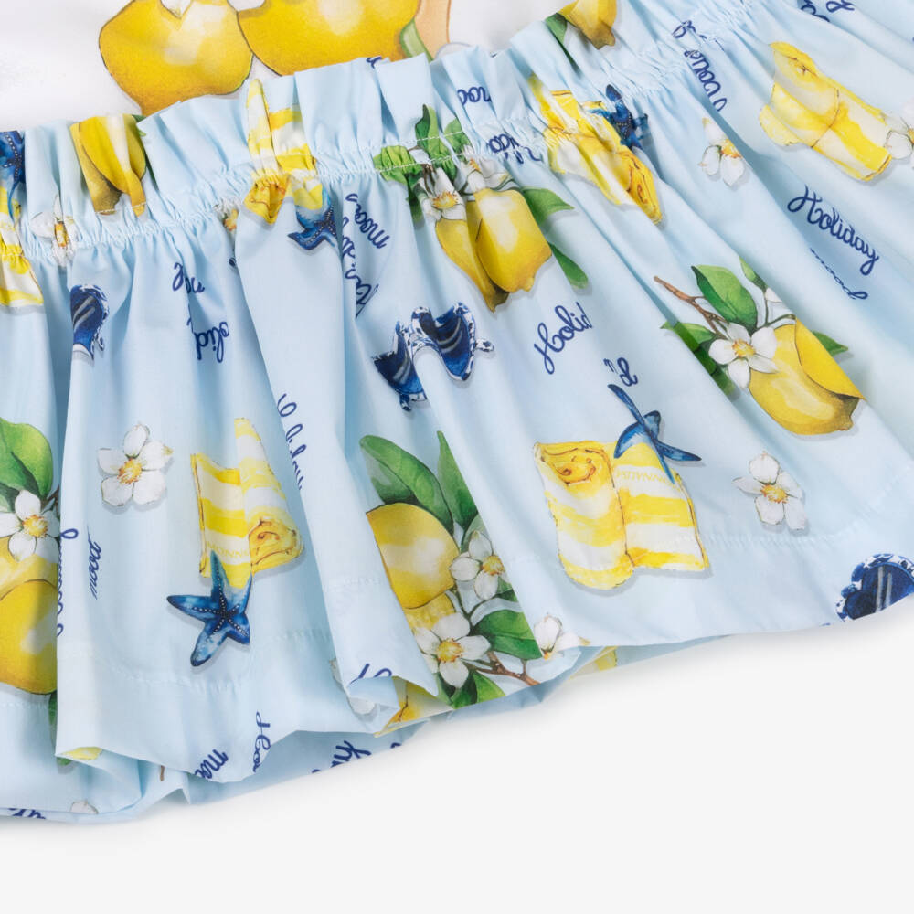 Monnalisa-Girls White & Blue Tinkerbell Dress | Childrensalon