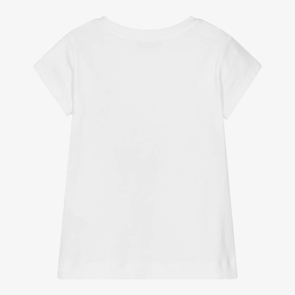 Monnalisa-تيشيرت قطن لون أبيض مزين بالكريستال للبنات | Childrensalon