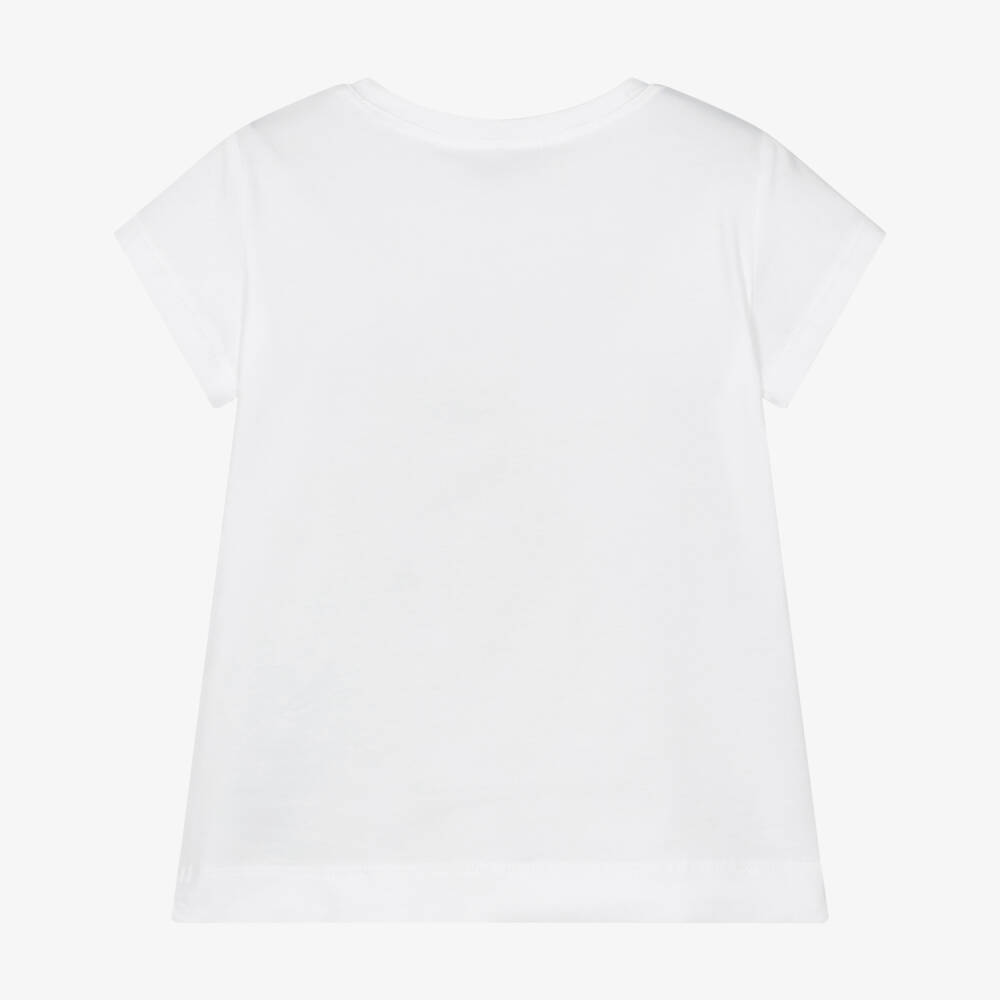 Monnalisa-Girls White Cotton Hello Kitty T-Shirt | Childrensalon