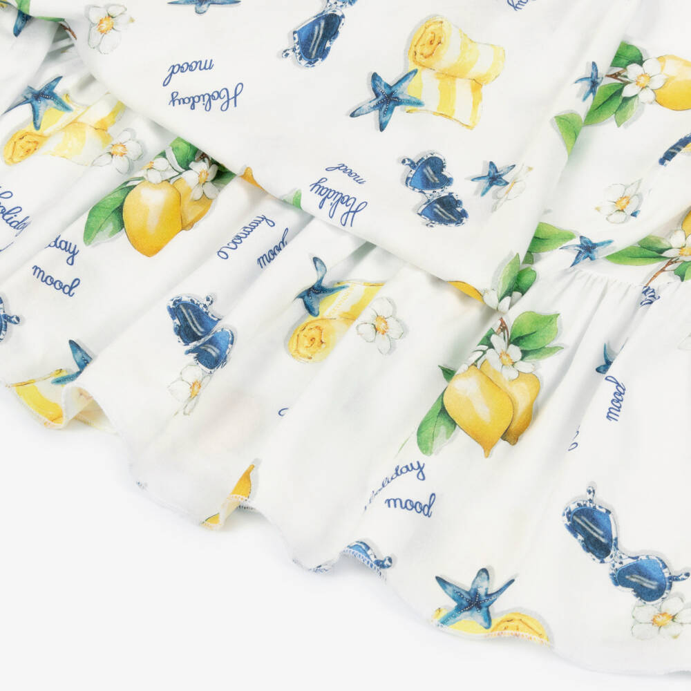 Monnalisa-فستان شاطئ قطن لون أبيض للبنات | Childrensalon