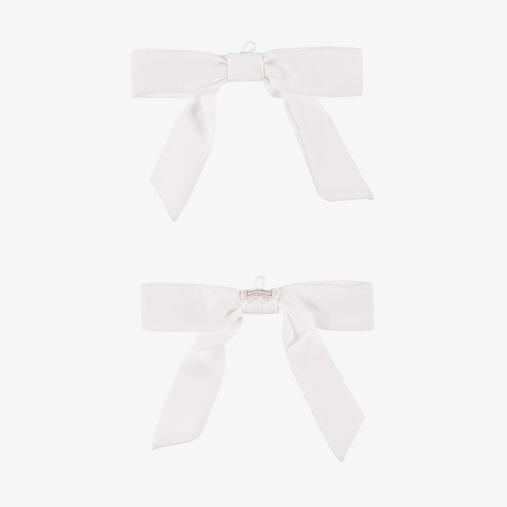 Monnalisa-Girls White Cotton Jersey Bow & Frill Collar Blouse | Childrensalon