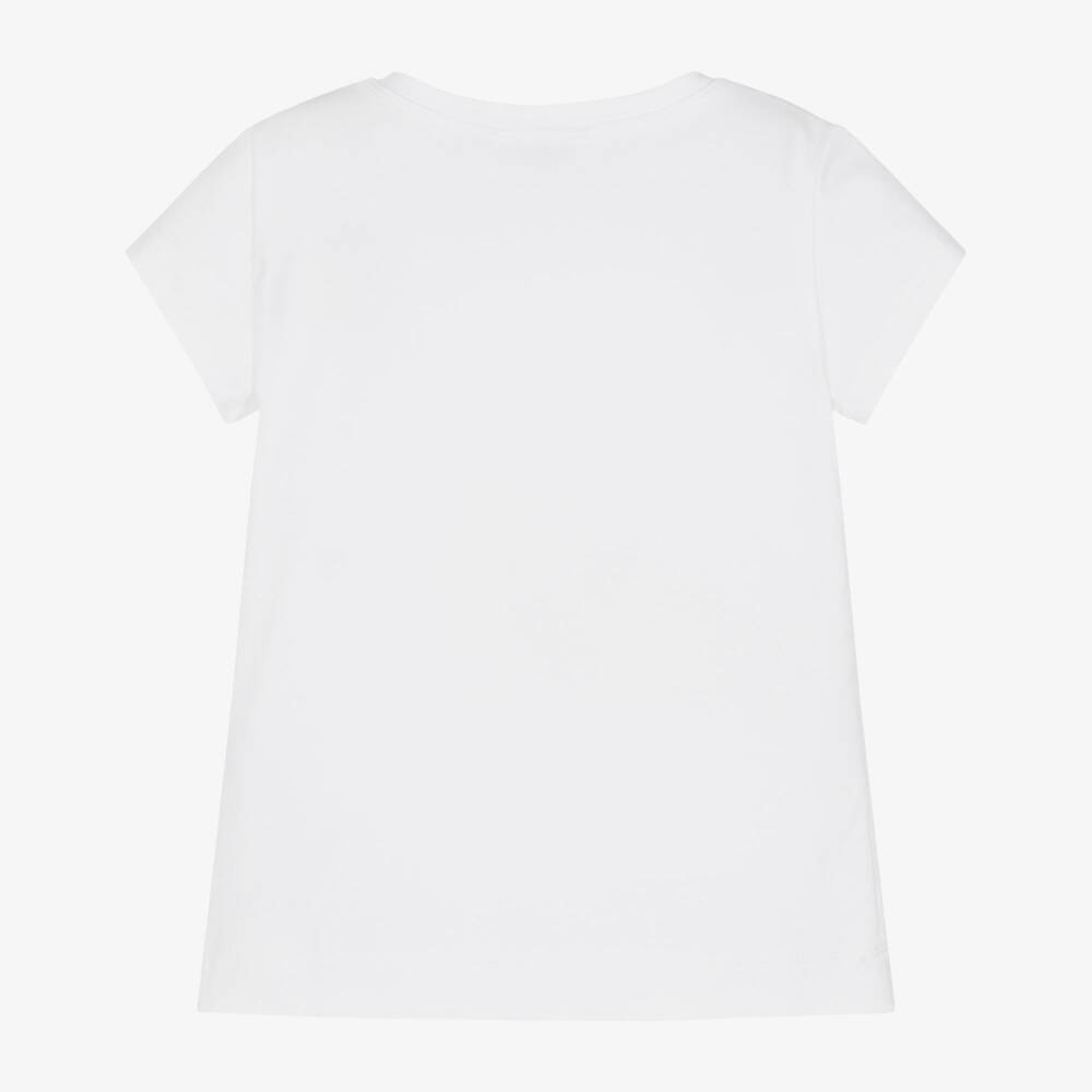 Monnalisa-Girls White Cotton Jersey Tinkerbell T-Shirt | Childrensalon