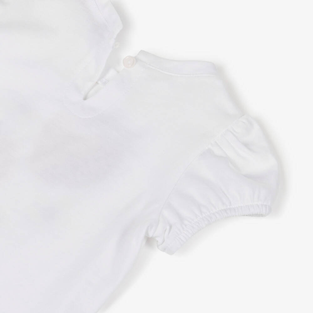 Monnalisa-Girls White Cotton Strawberries T-Shirt | Childrensalon