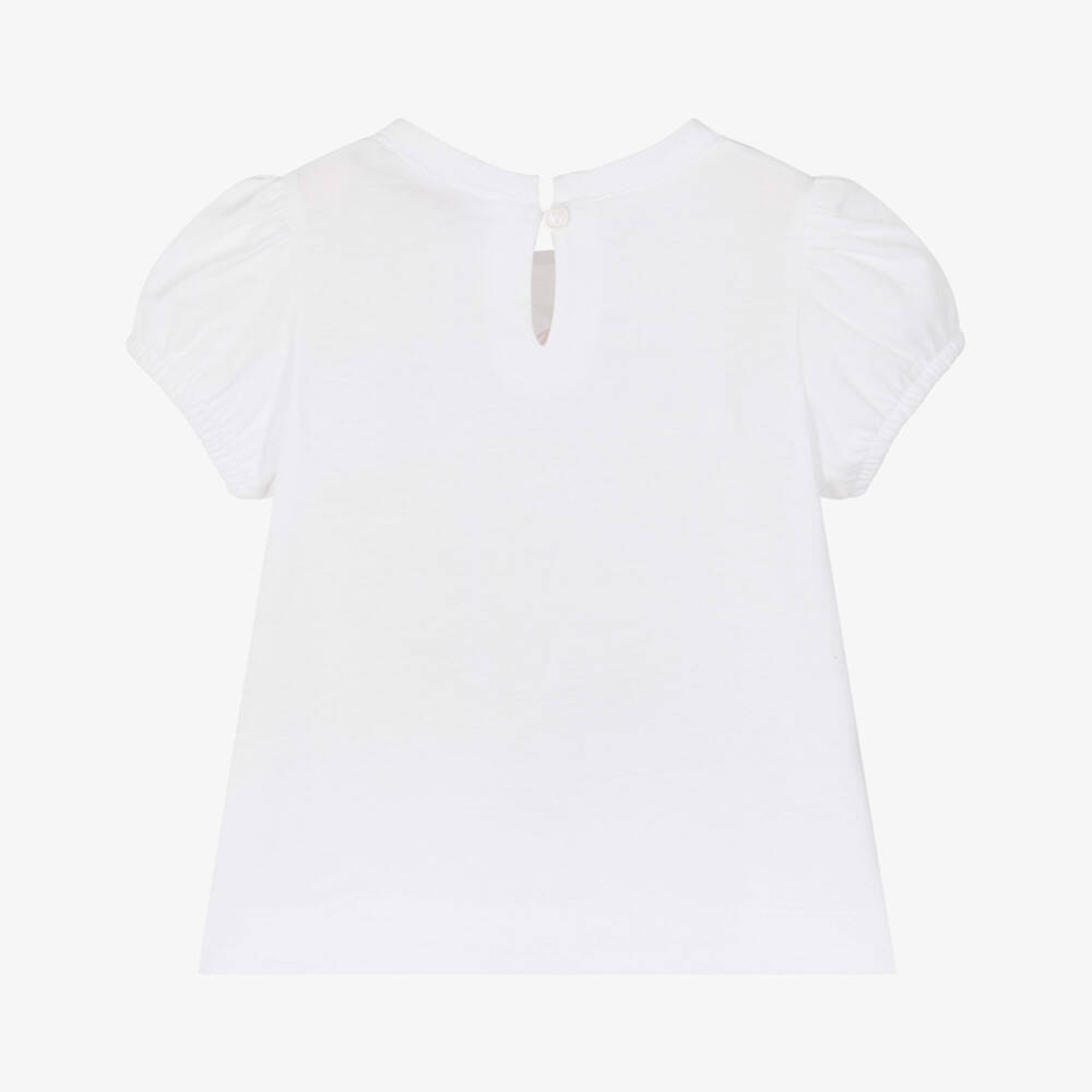 Monnalisa-تيشيرت قطن بطبعة الفراولة لون أبيض للبنات | Childrensalon