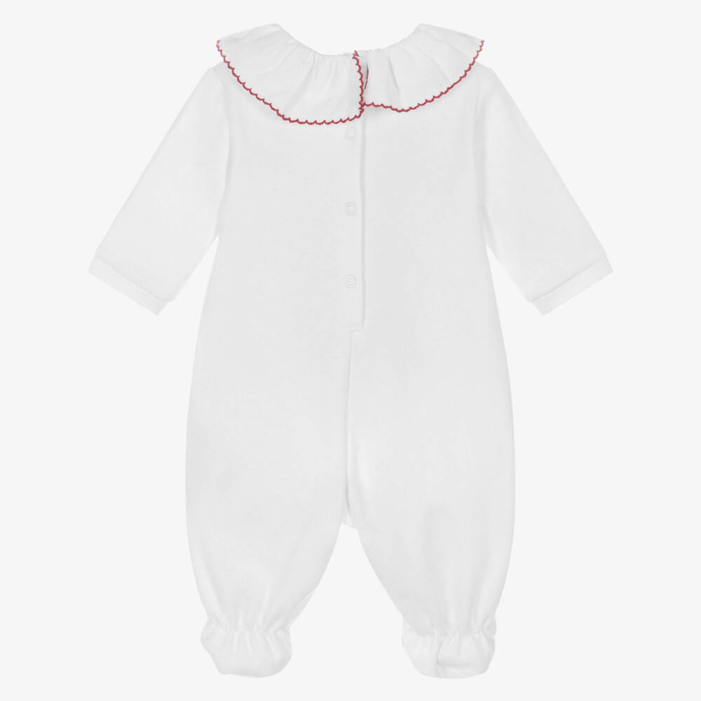 Monnalisa-Girls White Cotton Winnie The Pooh & Piglet Babygrow | Childrensalon