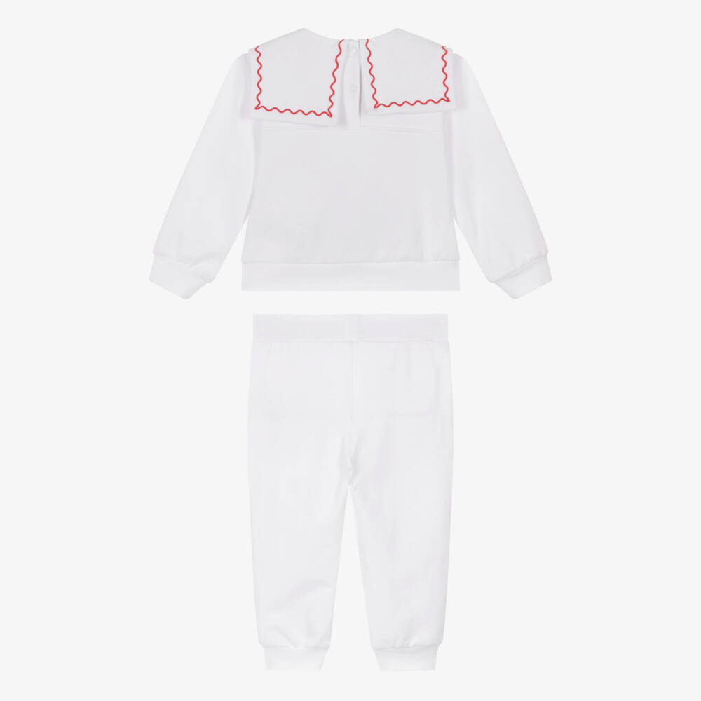 Monnalisa-Girls White Cotton Winnie The Pooh Strawberry Tracksuit | Childrensalon