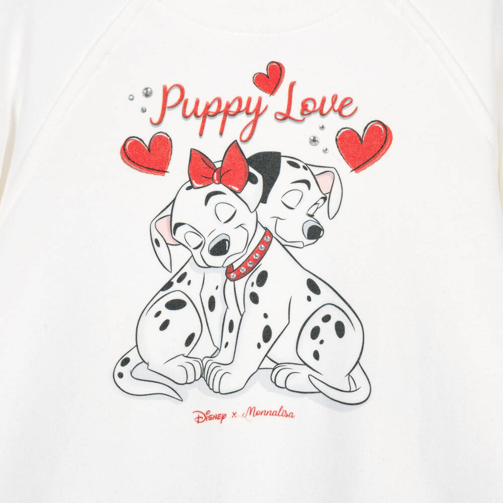 Monnalisa-Girls White Disney Dress with Dalmation Puppies | Childrensalon