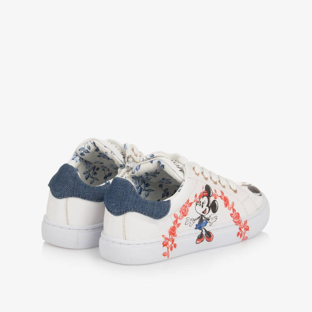 Monnalisa-حذاء رياضي بطبعة ديزني جلد صناعي لون أبيض للبنات  | Childrensalon