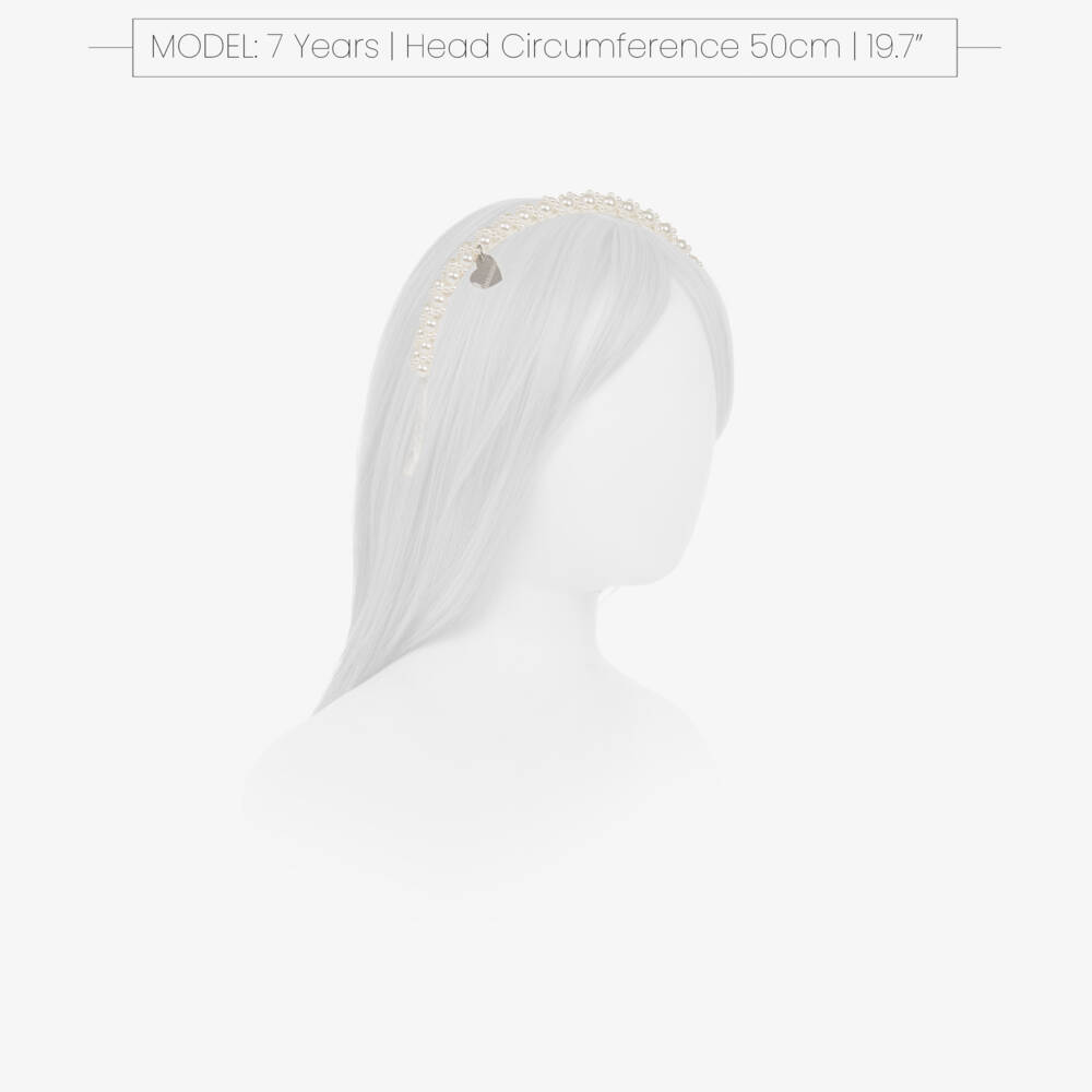 Monnalisa-Girls White Faux Pearl Hairband | Childrensalon