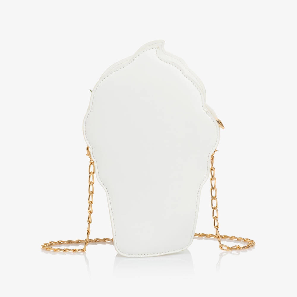 Monnalisa-Girls White & Gold Ice Cream Cone Bag (22cm) | Childrensalon