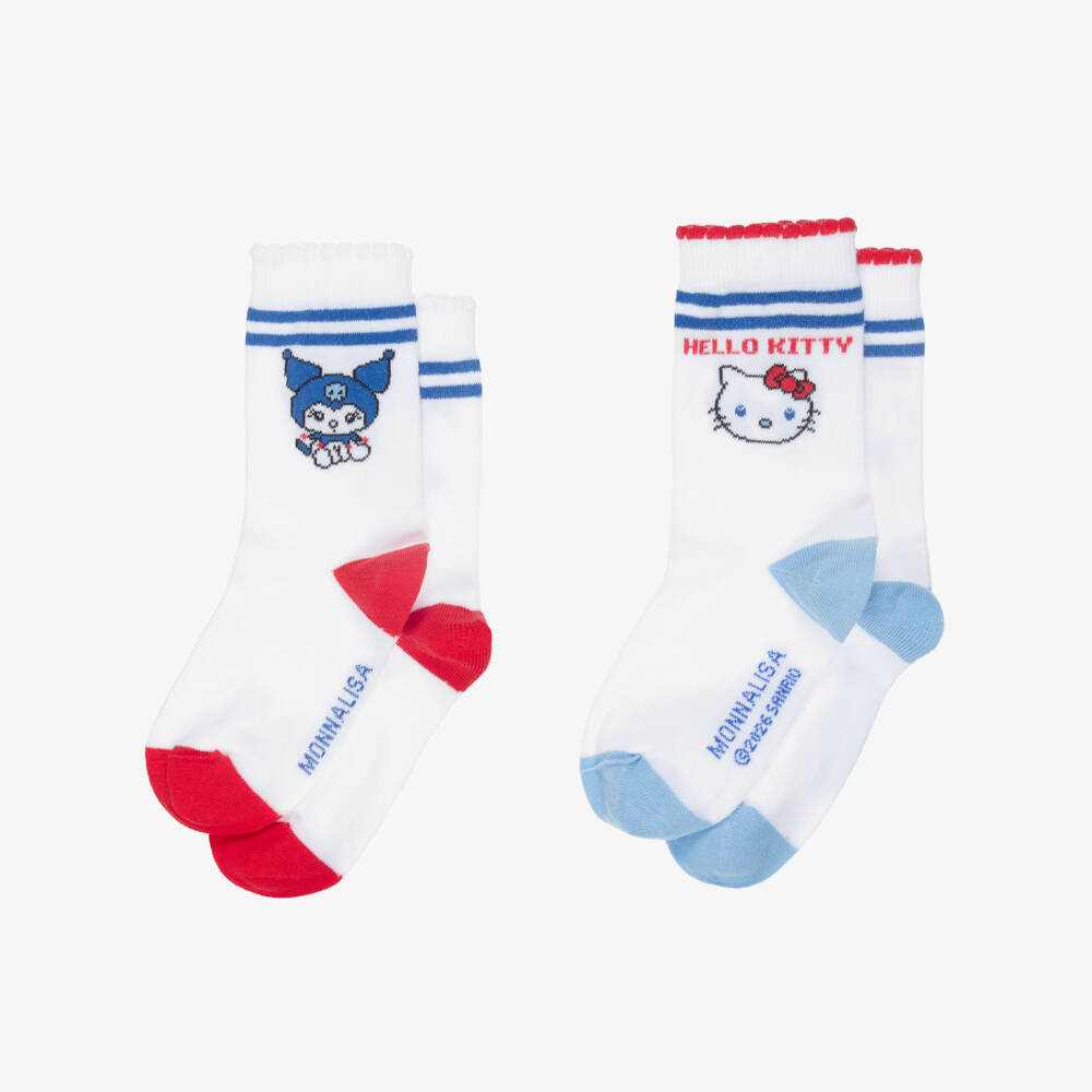 Monnalisa-Girls White Hello Kitty Ankle Socks (2 Pack) | Childrensalon
