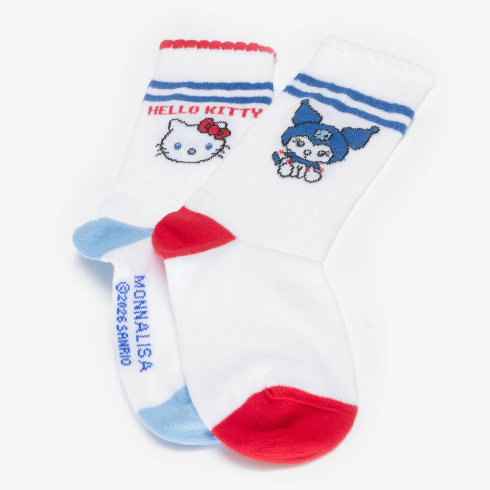 Monnalisa-Girls White Hello Kitty Ankle Socks (2 Pack) | Childrensalon