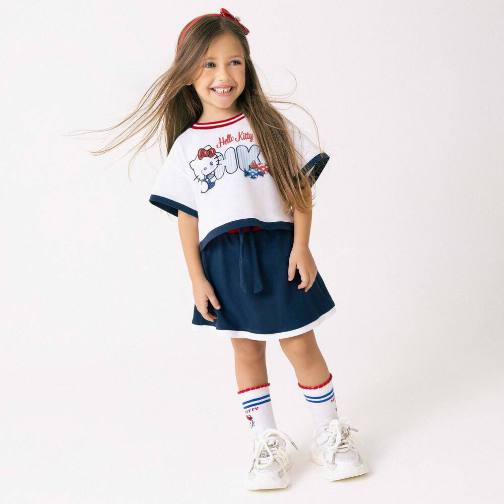 Monnalisa-Girls White Hello Kitty Ankle Socks (2 Pack) | Childrensalon