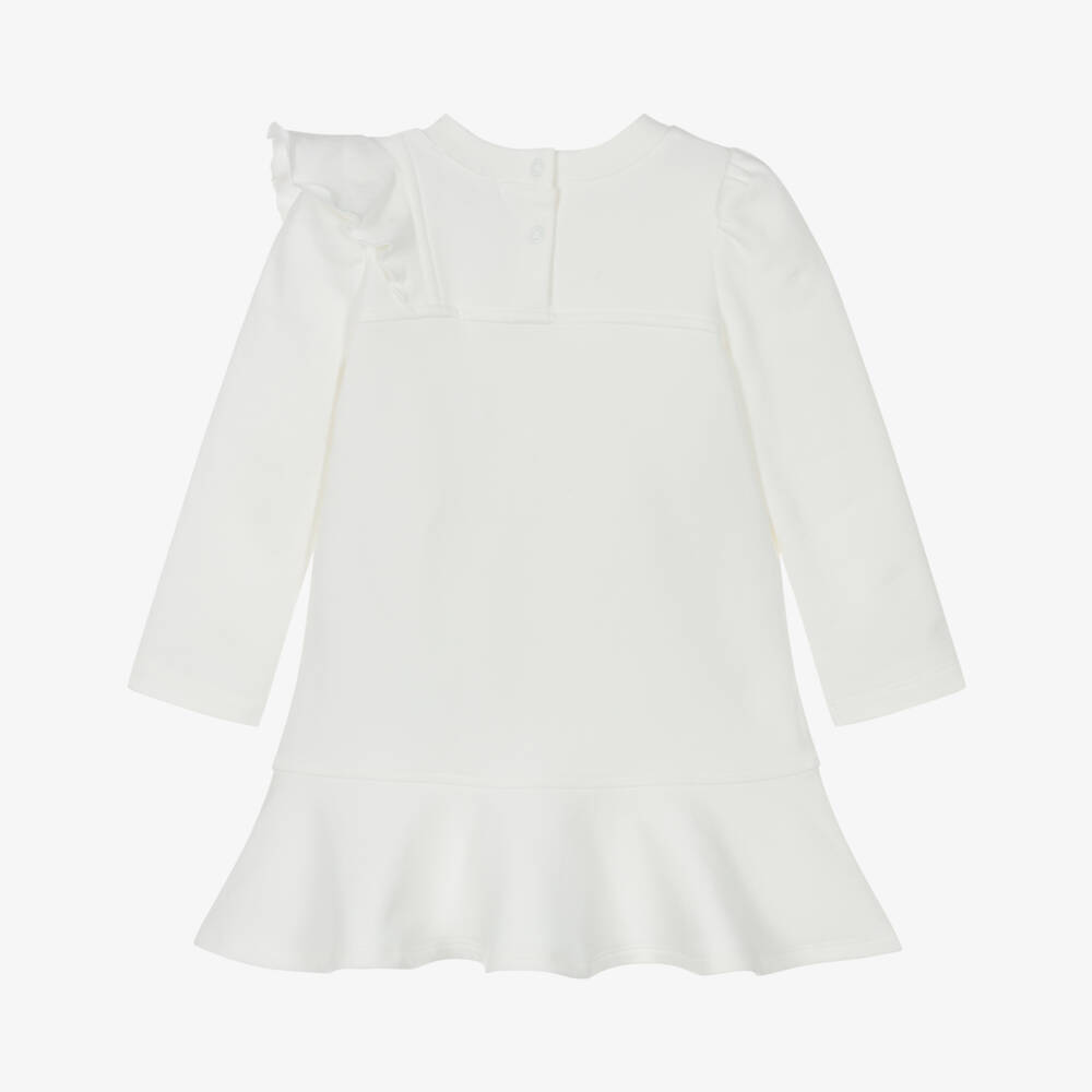 Monnalisa-فستان جيرسي لون أبيض بطبعة ميني ماوس للبنات | Childrensalon