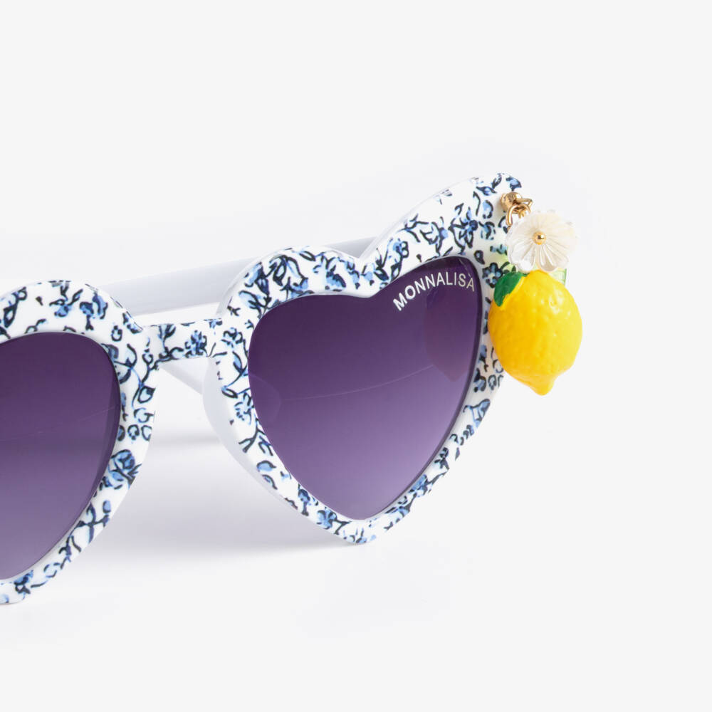 Monnalisa-Girls White Lemon Detail Sunglasses (UV400) | Childrensalon