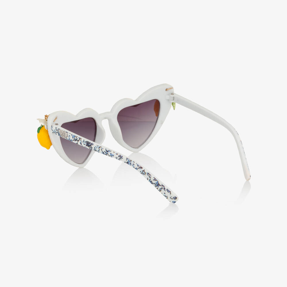 Monnalisa-نظارات شمسية بتفاصيل ليمون لون أبيض للبنات (UV400) | Childrensalon