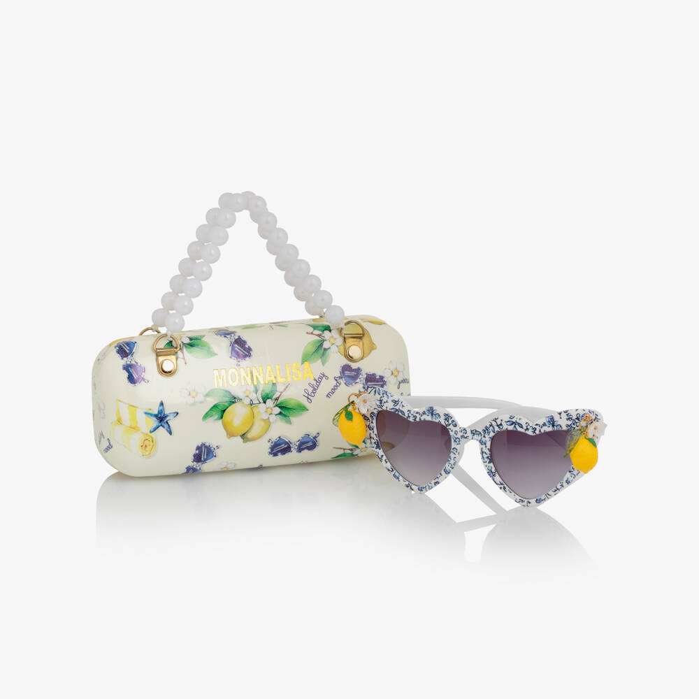 Monnalisa-Girls White Lemon Detail Sunglasses (UV400) | Childrensalon