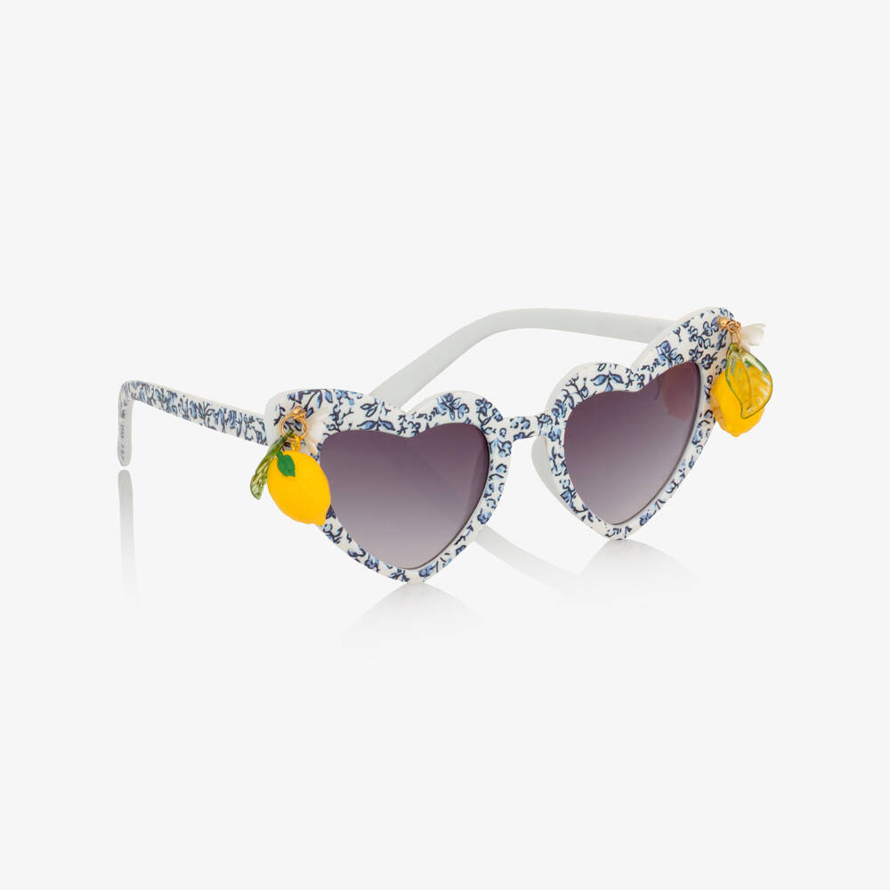 Monnalisa-Girls White Lemon Detail Sunglasses (UV400) | Childrensalon