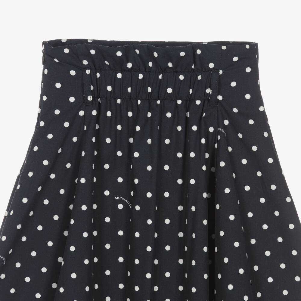 Monnalisa-طقم تنورة بطبعة نقاط لون أبيض وكحلي للبنات | Childrensalon