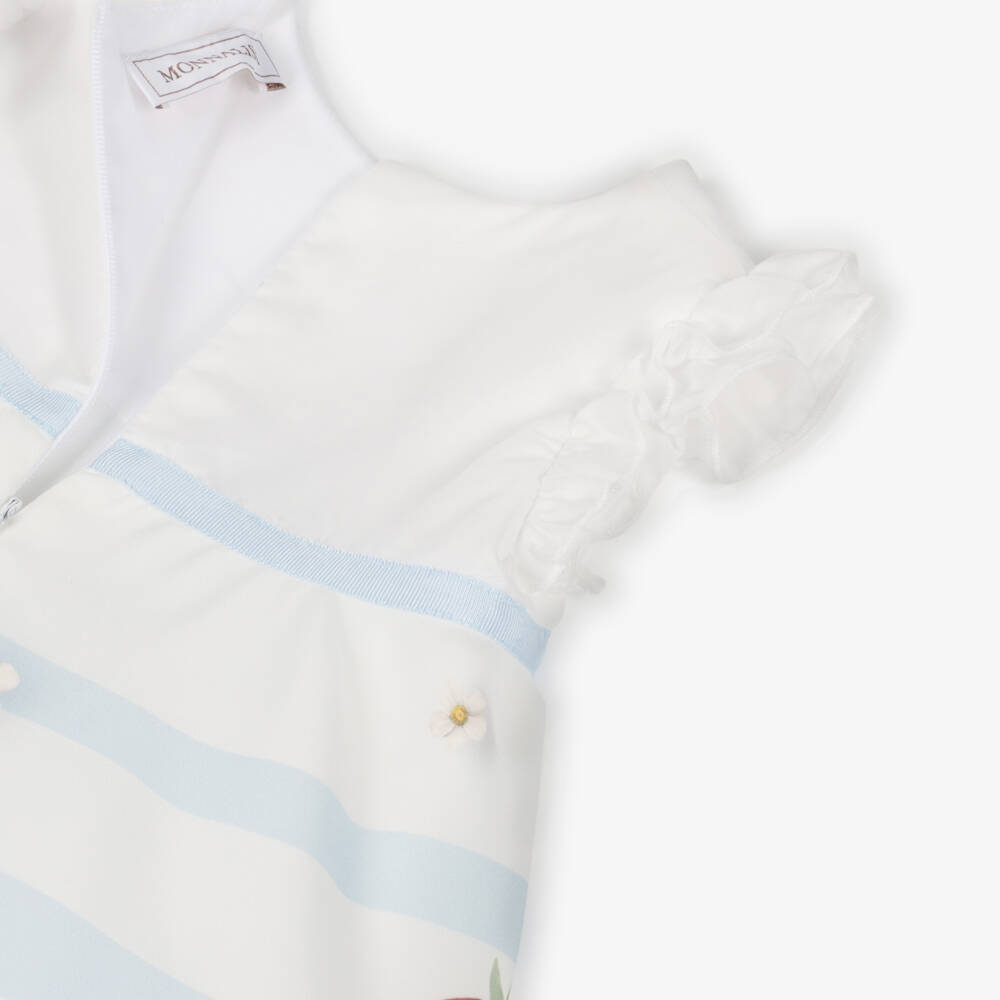 Monnalisa-Girls White & Pale Blue Winnie The Pooh Dress | Childrensalon