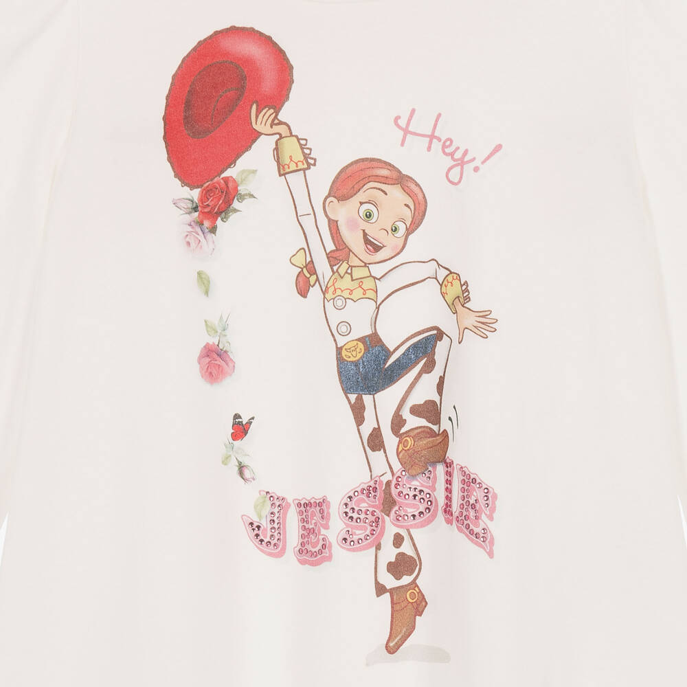 Monnalisa-Girls White & Pink Jessie Leggings Set | Childrensalon